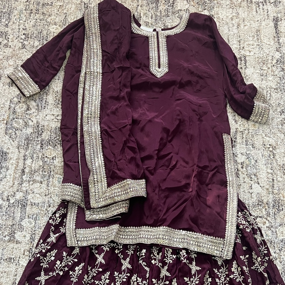 Indian Embroidered Eggplant Purple Outfit